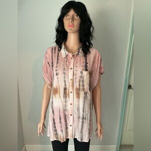 Velvet Heart Pink and Brown Button-Down Shirt